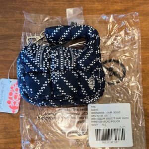 FP Movement Printed Navy Micro Pouch with White Pattern Chevron stitch NWT